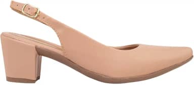 Sapato Scarpin Feminino Slingback Salto Grosso Aberto Atras Confortavel Via Angel 78.01