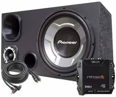 Caixa Som Carro Trio 12 Sub Pioneer + Módulo Stetsom Ir400