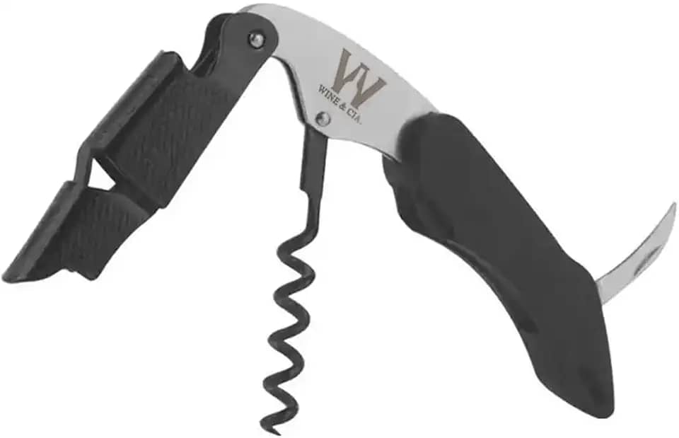 Abridor De Vinho Profissional Wine & Cia Tipo Sommelier Saca Rolhas 2 Tempos Com Serrilha Em Aço 304 (ABS Emborrachado)