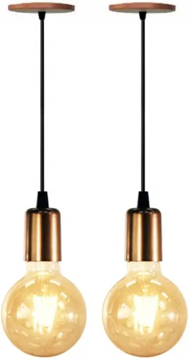 Kit 2 Pendentes Luminária Alumínio Retrô Cobre Cabo 2m 4149 Suporte Sem Lâmpada