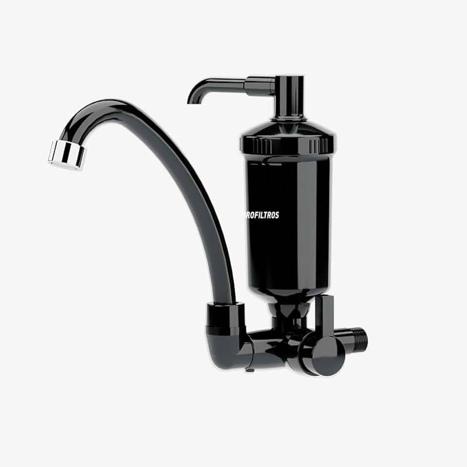 Hidrofiltros - Torneira de Cozinha Parede Pop com Filtro Purificador de Água Preta Hidrofiltros
