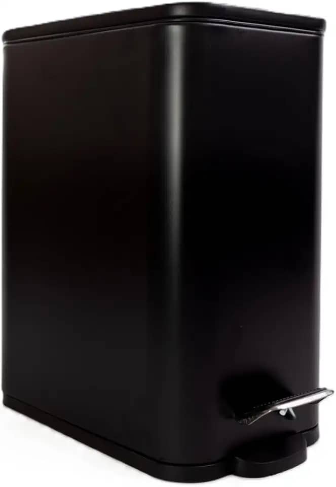 Lixeira 5L Pedal Tampa Fechamento Suave Soft Close Modelo Slim Retângular Premium Compacta Cozinha Banheiro Escritório