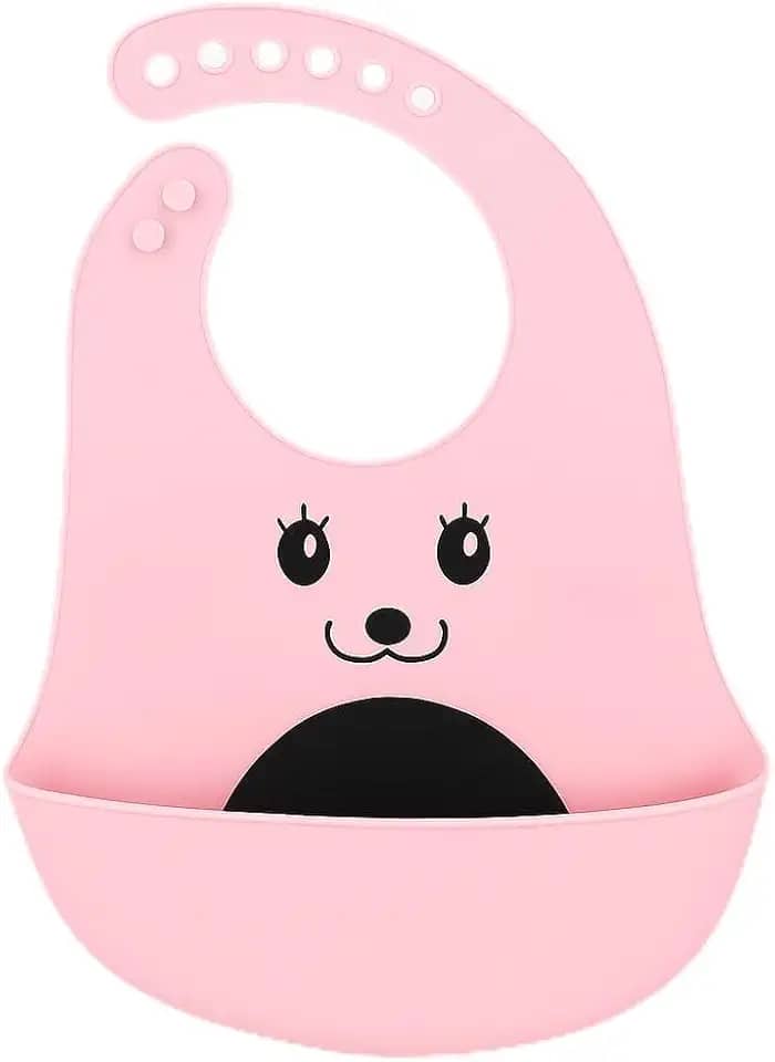 Babador Silicone Alimentação Bebê Introdução Alimentar Impermeável Fecho Ajustável Com Bolso Pega Migalhas Livre De Bpa