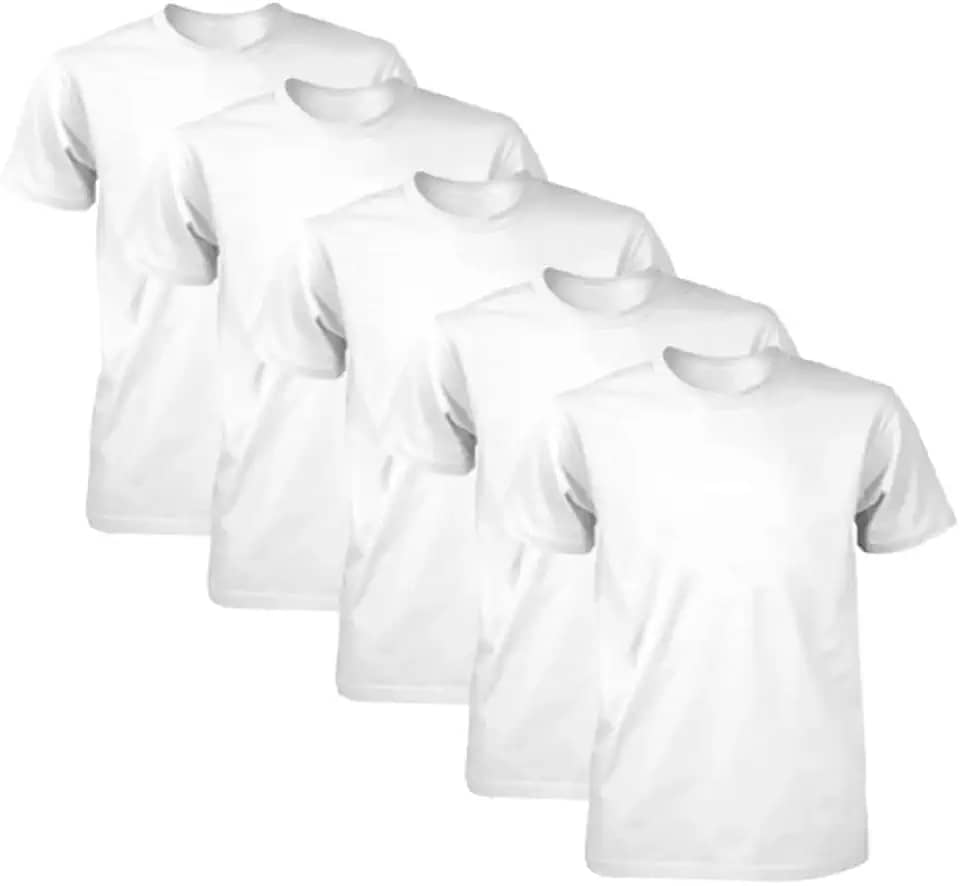 Kit 5 Camisetas Brancas Masculinas Lisas 100% Algodão - Abafarto
