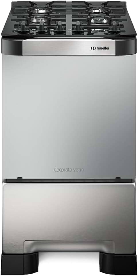 Fogão 4 Bocas Mueller Decorato Vetro Inox Bivolt com Mesa de Vidro