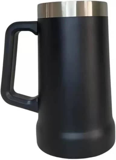 Caneca Térmica Inox de Cerveja, Copo Térmico Dupla Camada, 709ml, para Bebidas Geladas e Chopp (Preto)