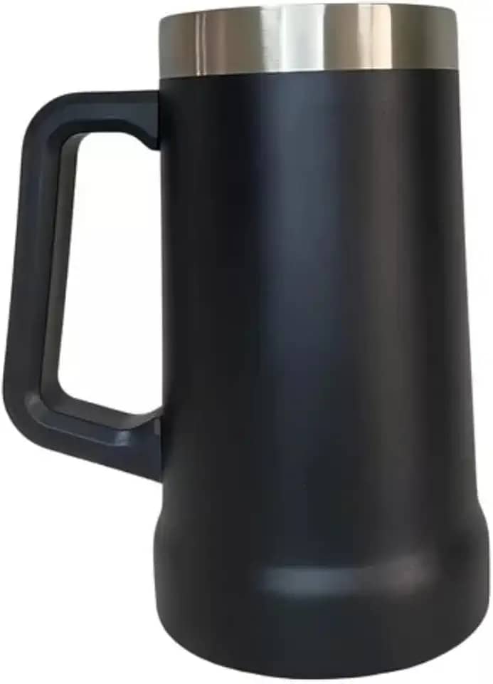 Caneca Térmica Inox de Cerveja, Copo Térmico Dupla Camada, 709ml, para Bebidas Geladas e Chopp (Preto)