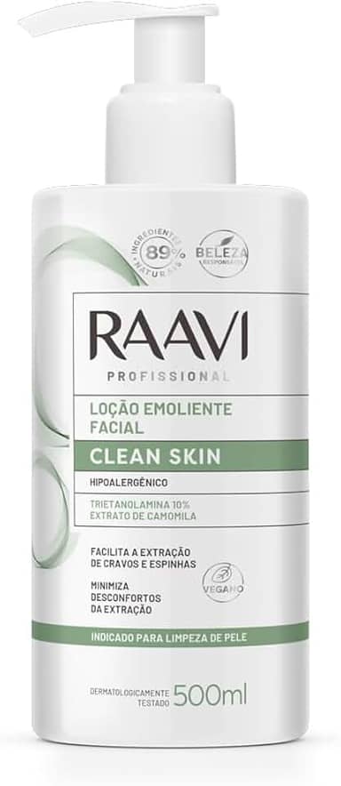 Loção Emoliente Facial Clean Skin Raavi 500 Ml