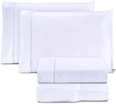 Jogo de Cama Casal Padrão Percal 400 Fios Ponto Palito 04 Peças, Antiácaro, Não faz bolinha Toque Extra Macio – Branco