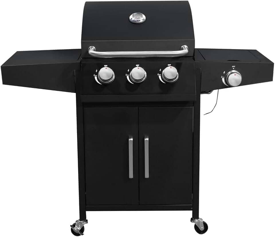 Churrasqueira a Gás 3 Queimadores Centrais 1 Lateral Americana a Bafo Carrinho