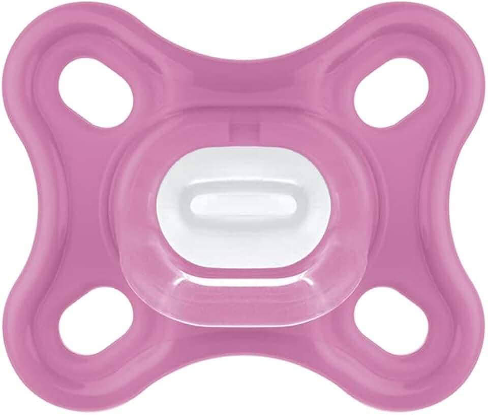 MAM Baby 1 Chupeta Comfort 100% Silicone para Crianças 0-2 Meses, Com Caixa Esterilizadora, Rosa