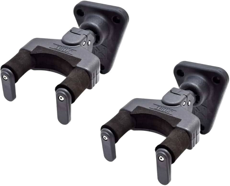 Suporte de Parede para Violão e Guitarra, Trava Automática, Preto, Conjunto de 2