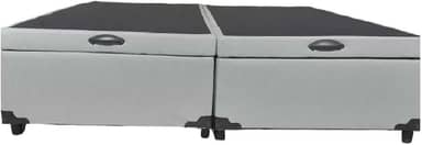 Cama Box Baú King Bipartido Blindado Linhão Cinza Com Pistão A Gás