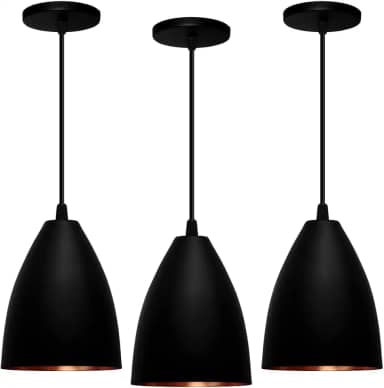 Kit 3 Pendentes Vegas (preto Textura/Bronze)