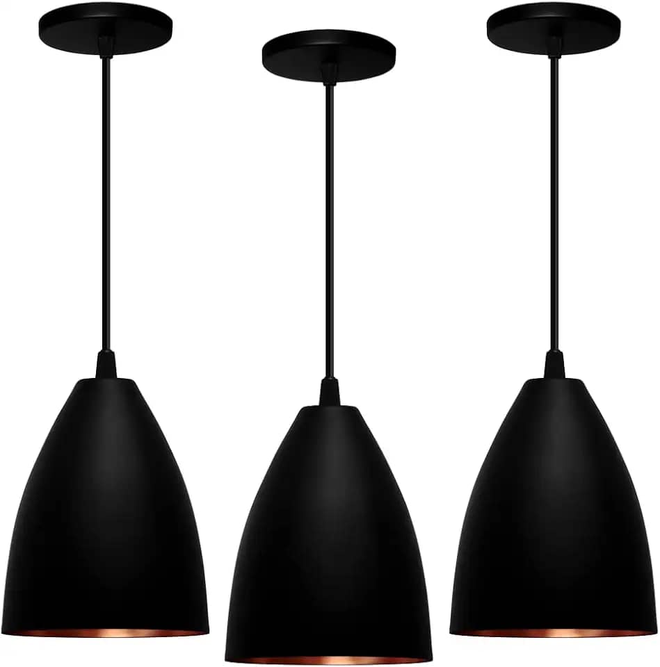 Kit 3 Pendentes Vegas (preto Textura/Bronze)