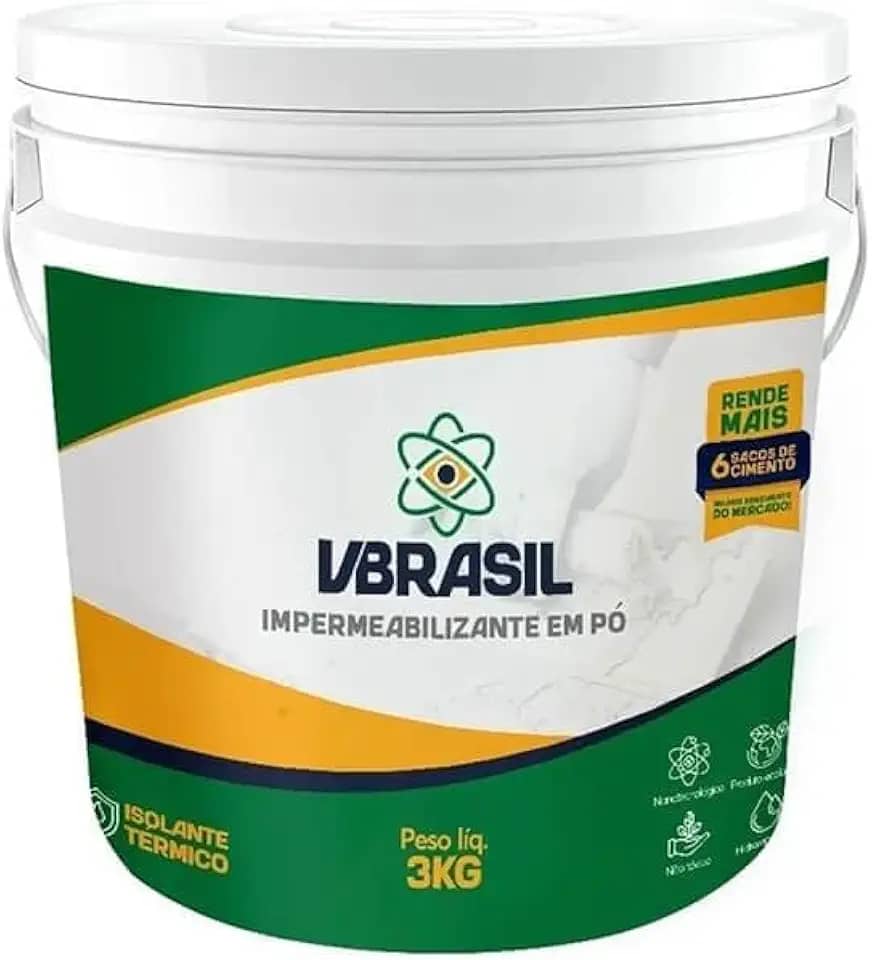 Impermeabilizante Em Pó 3Kg De Alta Performance Para Concreto E Argamassa, Bloqueia Umidade E Infiltrações, Ideal Para Lajes, Paredes E Baldrames, Impermeabilização Permanente