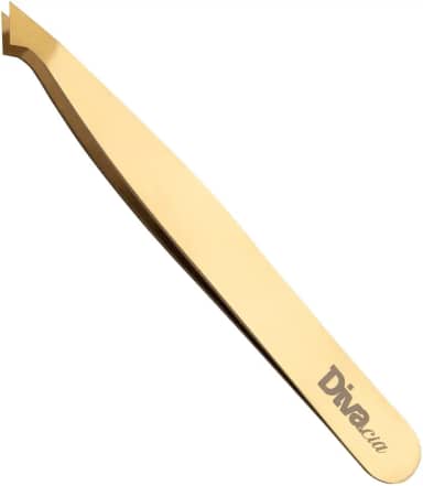 Pinça para Sobrancelhas Ponta Diagonal de Alta Precisão Profissional para Design de Sobrancelhas - Autoclavável - Dourada