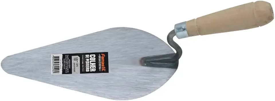 Famastil Colher de Pedreiro Famastil – 7” – Canto redondo – Aço forjado – Cabo de madeira