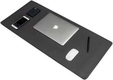 Mouse Pad 60x30cm KingPad Couro Ecológico Preto – Desk Pad Antiderrapante para Escritório, Home Office e Estudo – Tapete de Mesa Resistente à Água