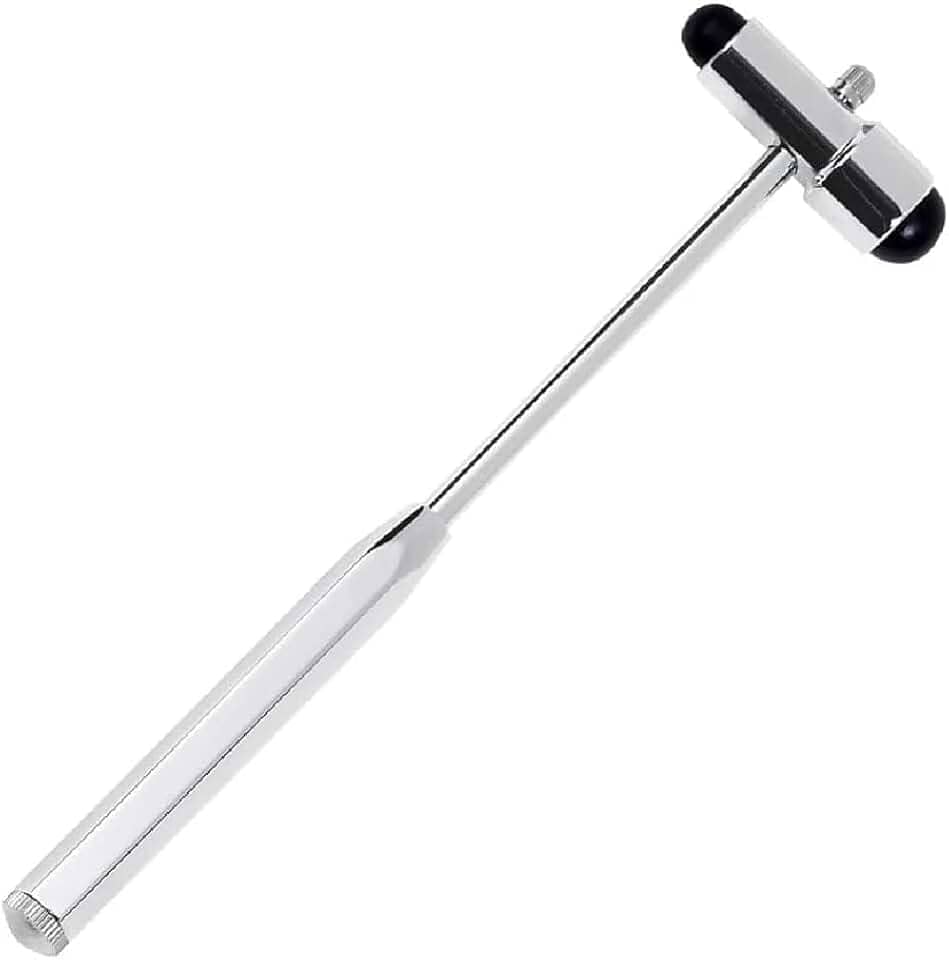 Martelo de Reflexo Neurológico Buck, Preto, com Agulha para Teste de Sensibilidade (Prateado Com Preto)