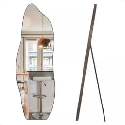 Espelho Decorativo Orgânico Flame 150x50 Com Suporte De Chão Para Sala Quarto Ou Closet (Café)