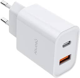 Geonav Carregador Universal Ultra Rápido Duo, 1 X USB-C Power Delivery 20W, 1 X USB Quick Charge 18W, CH20PDQC, Branco