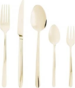 WOLFF Faqueiro de Aço Inox Viena Champanhe Fosco 30 Peças - Mesa Posta - Itens Para Casa - Utensílios de Cozinha - Enxoval - Casamento - Decoração