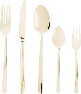 WOLFF Faqueiro de Aço Inox Viena Champanhe Fosco 30 Peças - Mesa Posta - Itens Para Casa - Utensílios de Cozinha - Enxoval - Casamento - Decoração