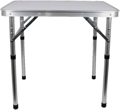 Mesa portátil Dobrável de Alumínio com Tampo em MDF para Camping, Praia, Piquenique, Área de Lazer como Churrasqueira, Tamanho 60cm x 45cm Pequena