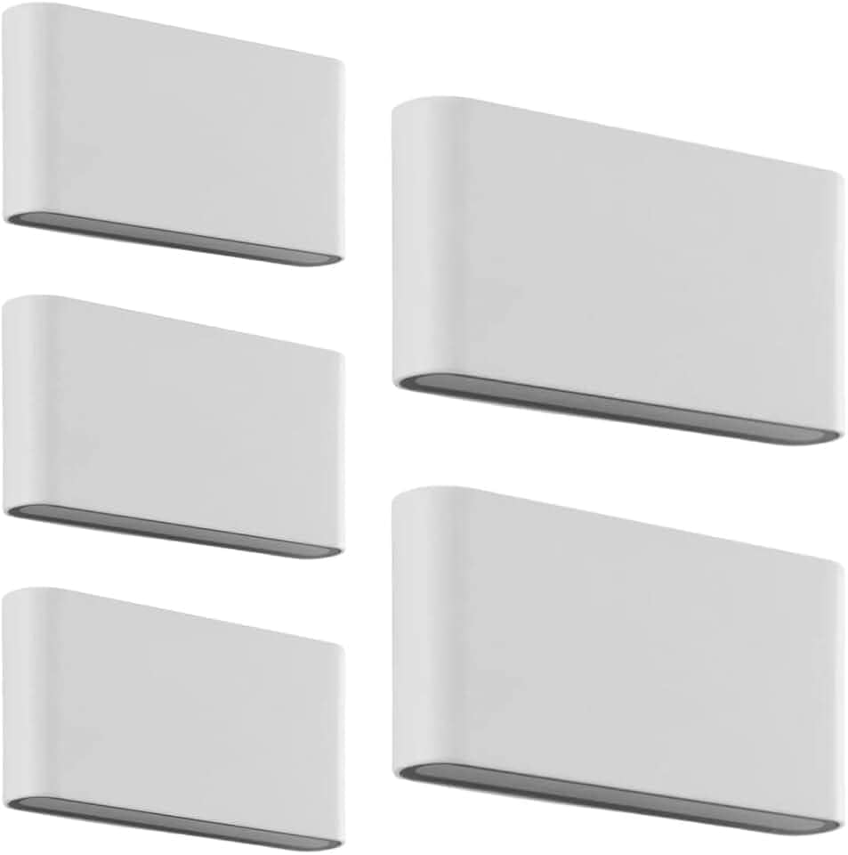 Kit 5x Arandela Externa Slim Pastilha Alumínio Branca Facho Duplo LED 3000K 12W IP45 Bivolt