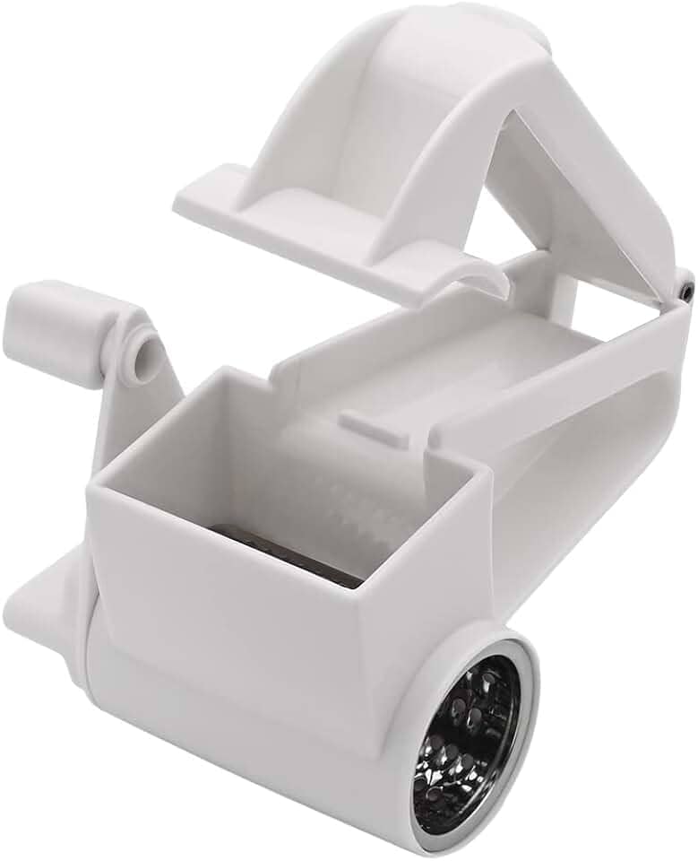 Mimo Style Ralador de Queijo Manual Branco 14,5cm, Feito de Polipropileno e Aço Inoxidável. Economiza Tempo e Esforço. Resistente e Durável, Perfeito Para Queijos, Chocolate, Nozes, Amêndoas