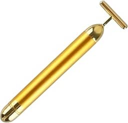 Massageador Facial Elétrico 24k Para Harmonização, Lifting, Redução de Rugas com Rolo Gold Vibrata