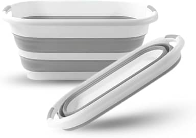 Balde Retrátil de Silicone 26 Litros Regular com Alça Dobrável Fácil Armazenagem Multiuso Branco e Cinza Premium