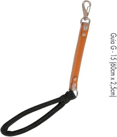 Coleira Guia Couro Macio Luxo Reforçada Cão Grande Porte G-15