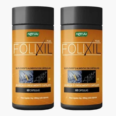 02 Frascos Folixil – Contra Queda Capilar e Calvície • Crescimento, Fortalecimento e Saúde dos Fios
