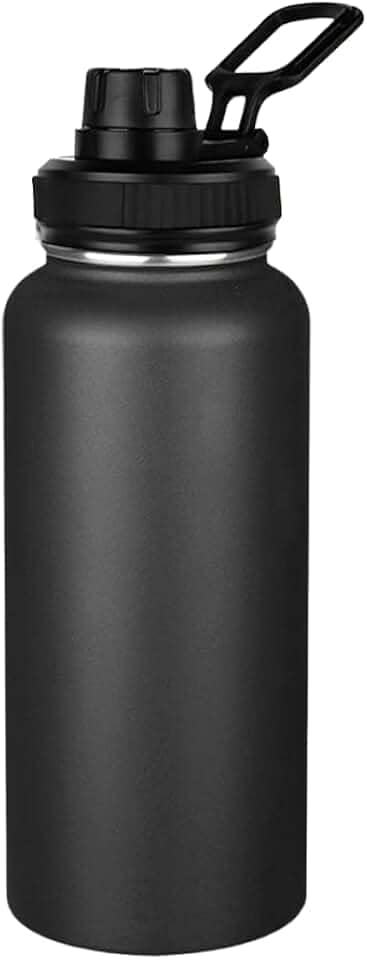 Garrafa Termica Aço Inoxidável 1L,Duplamente Isolada a Vácuo Garrafa de Agua para Academia,Mantenha o Calor Por 8 Horas e Mantenha o Frio Por 10 horas (preto)