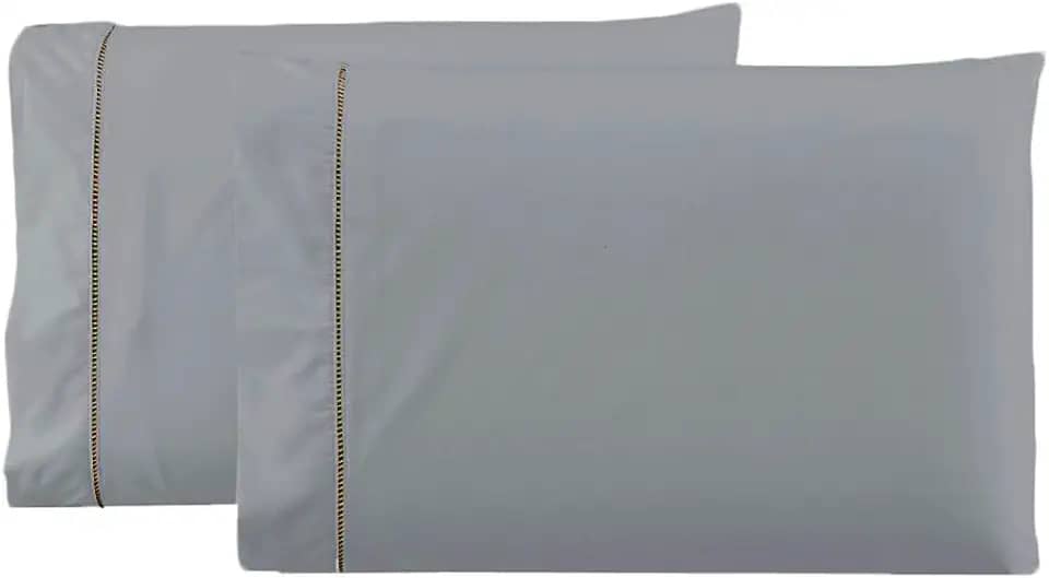 Kit 2 Fronhas Avulsas Percal Flex 200 Fios com Ponto Palito 70x50 Cinza