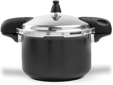 Brinox - Panela de Pressão Pressure 2 Alças 5,4L Ceramic Life Antiaderente com Fundo de Indução - Preto