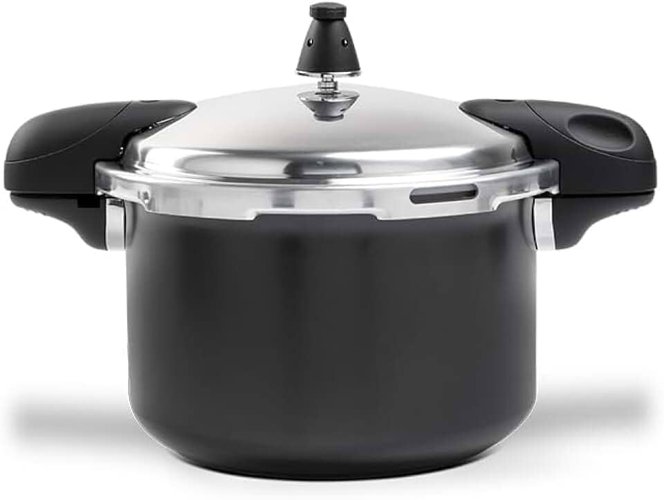 Brinox - Panela de Pressão Pressure 2 Alças 5,4L Ceramic Life Antiaderente com Fundo de Indução - Preto