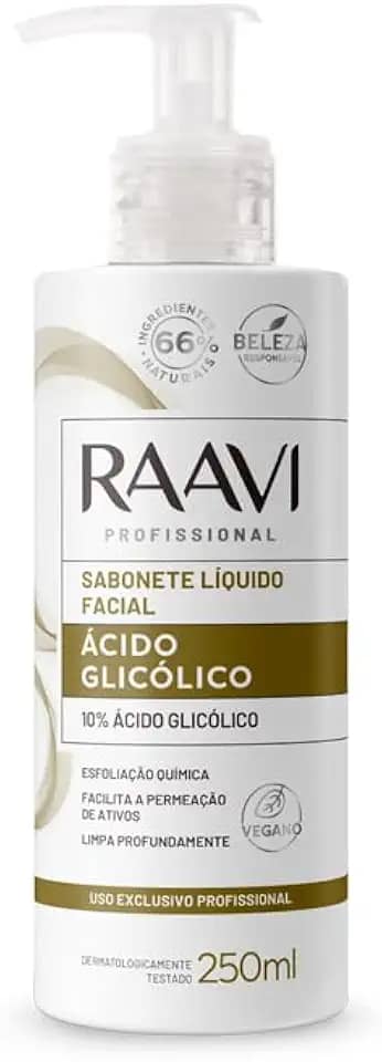 Sabonete Líquido Facial Ácido Glicólico 10% Raavi 250 ml