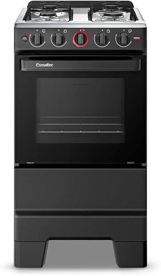 Fogão a Gás Mesa Inox Forno 50L Limpa Fácil e Acendimento Automático Esmaltec IDEAL Super F4IAP Cor Preto 4 bocas Bivolt