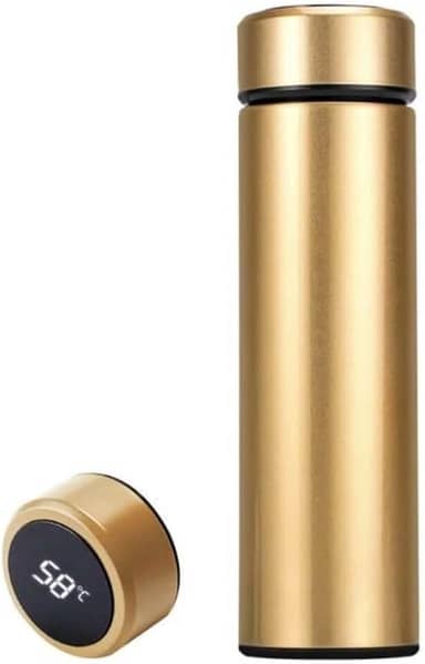 Garrafa Térmica LED Dourada para Café Água com Sensor Temperatura
