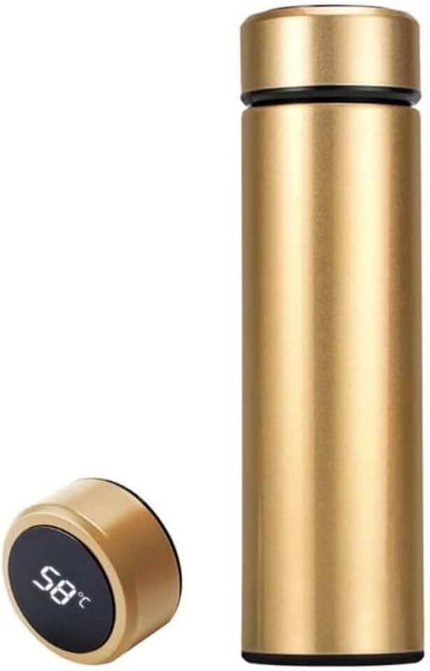Garrafa Térmica LED Dourada para Café Água com Sensor Temperatura