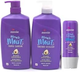 Aussie Kit Moist Shampoo, Condicionador 865ml e Mascara 236ml