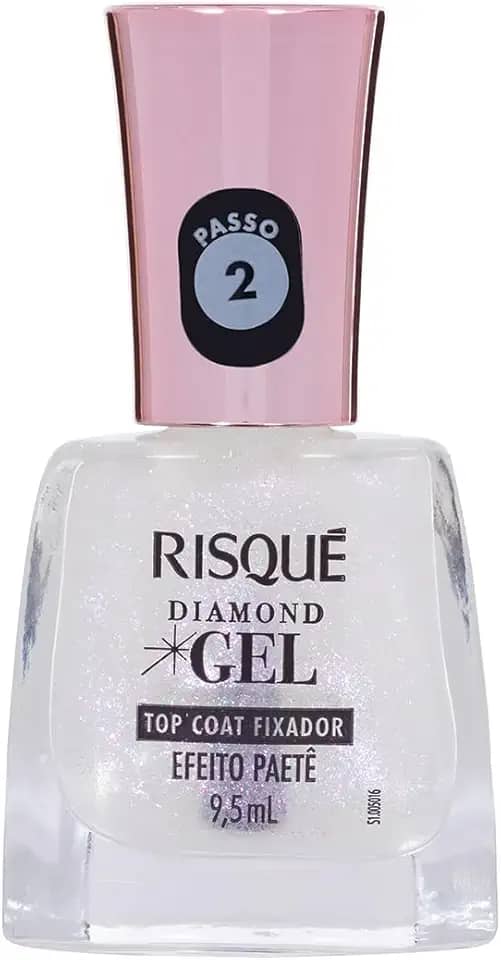 Top Coat Fixador Efeito Paetê Risqué Diamond Gel 9,5ml