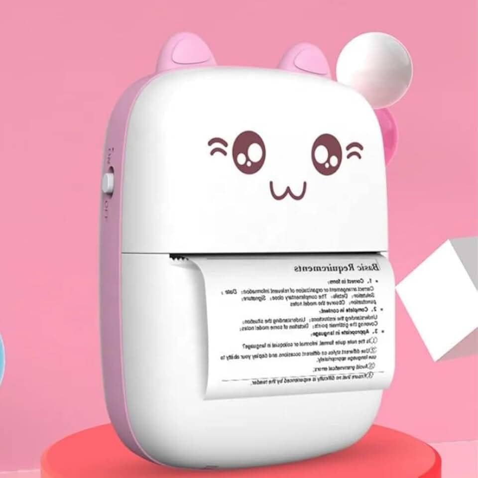 Mini Impressora Térmica Sem Fio Bluetooth Etiqueta Fotos Lembretes BT 200dpi (Rosa)