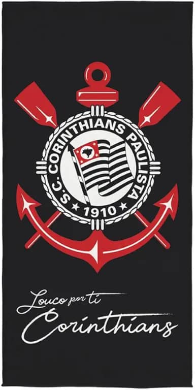 Toalha Aveludada Transfer Corinthians 70 cm x 1,40 m Com 1 peça