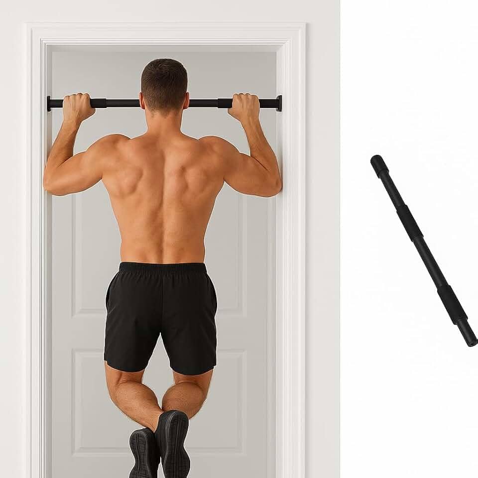 Barra Fixa de Porta Ajustável Regulável 62 a 100 cm – Para Exercícios, Flexões, Musculação e Treino em Casa – Suporta até 120kg (Preto)