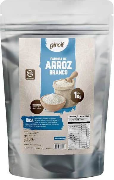 Farinha de Arroz Branco Sem Gluten 1 Kg