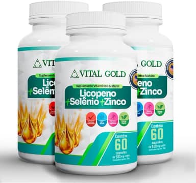 LICOPENO + SELÊNIO + ZINCO - 500mg (60 Cápsulas) VITAL GOLD (3)